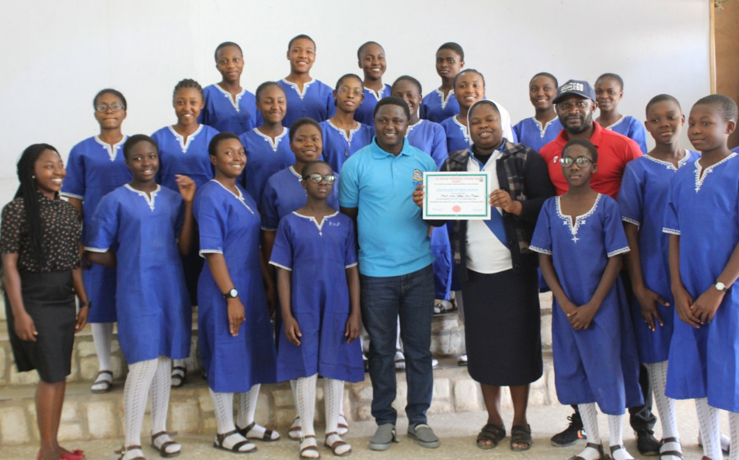Sister Uzo with the students