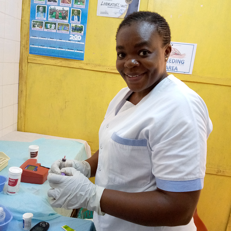 Sister Juliana ministering at Holy Spirit Hospital as a lab tech
