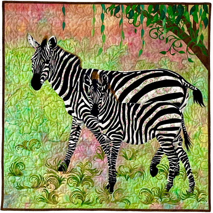 Aren't Zebras Fantastic - Quilt with two zebra's in a colorful background